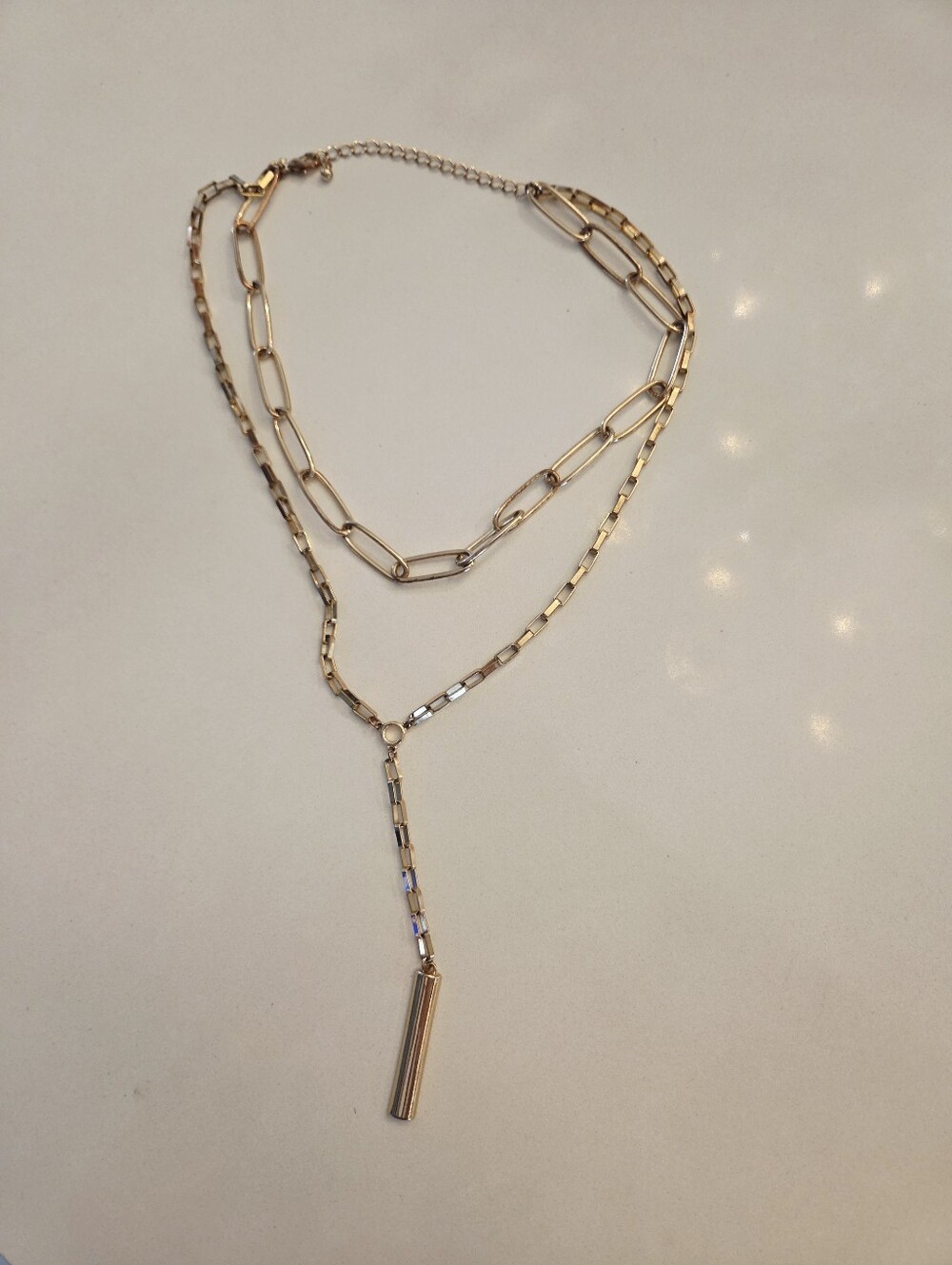 Gold Layered Paperclip Y-Necklace